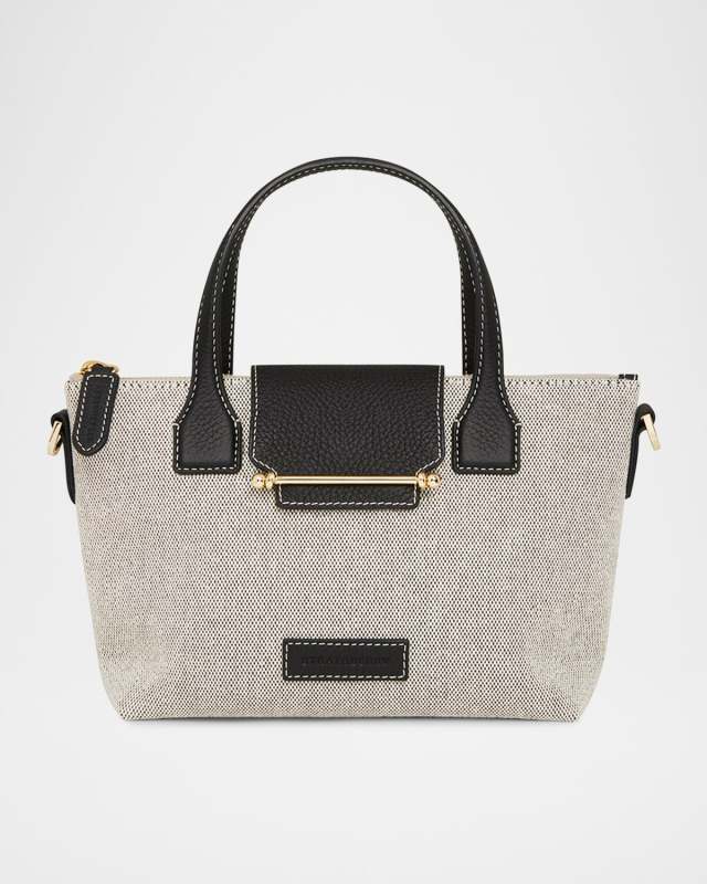 Mini Cotton and Leather Travel Tote Bag